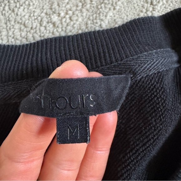 Revolve H Ours cropped black sweatshirt ruched front tie crewneck medium - Picture 3 of 8